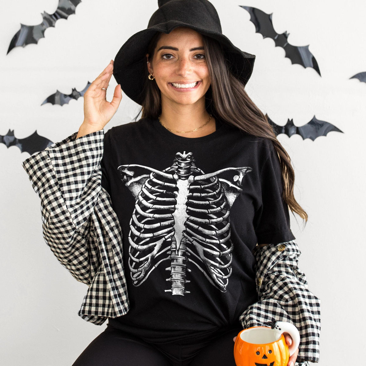 Skeleton TShirt Halloween Skeleton Rib Cage Shirt Realistic Skeleton Bones T Shirt Graphic Tee – Fan Favorite · Great Gift For Fans