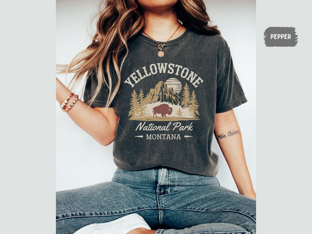 Yellowstone National Park Comfort Colors shirt Vintage Montana tshirt Yellowstone National Park gifts Hiking tee Yellowstone Park Souvenir Graphic Tee – Warm & Stylish · Must-Have Style