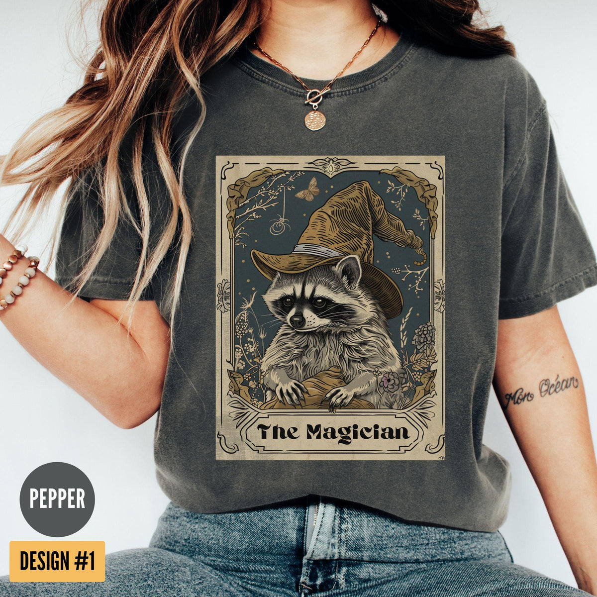 Funny Raccoon Shirt The Magician Tarot Card Tshirt Raccoon Lover Gift Witchy Stuff Graphic Animal Tee Unique Racoon Wizard Tarot Tee Graphic Tee – Everyday Comfort · Perfect For Daily Wear