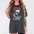 Staying Alive Shirt Trendy Coffee Shirt Funny Skeleton TShirt Coffee Lovers Gift Skull Vintage Halloween Tshirt Women Graphic Tee – Warm & Stylish · High-Quality Print
