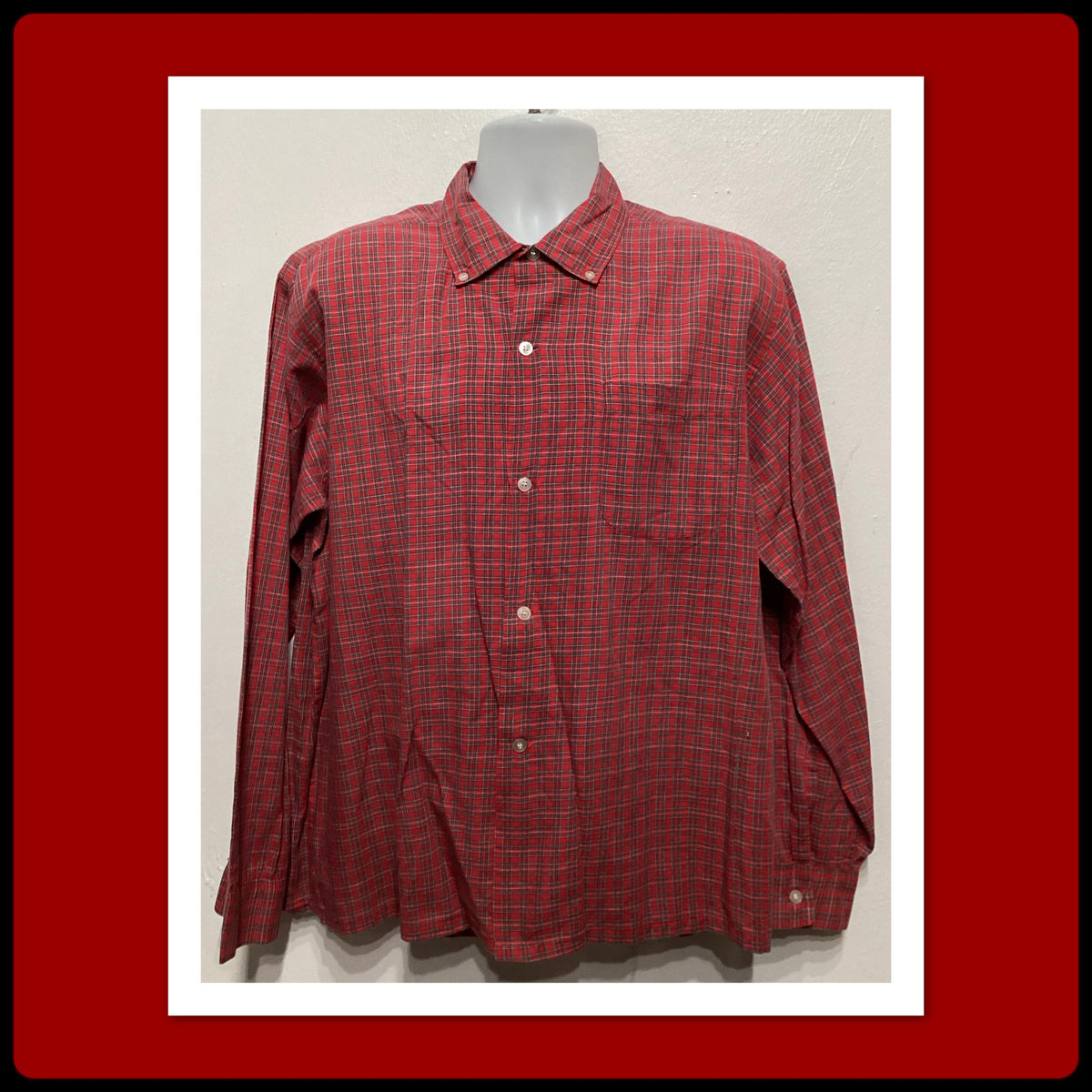 MV080 Vintage 1950s plaid button down collar shirt by Campus Size large 16 16 12 Graphic Tee – Soft Feel · High-Quality Print