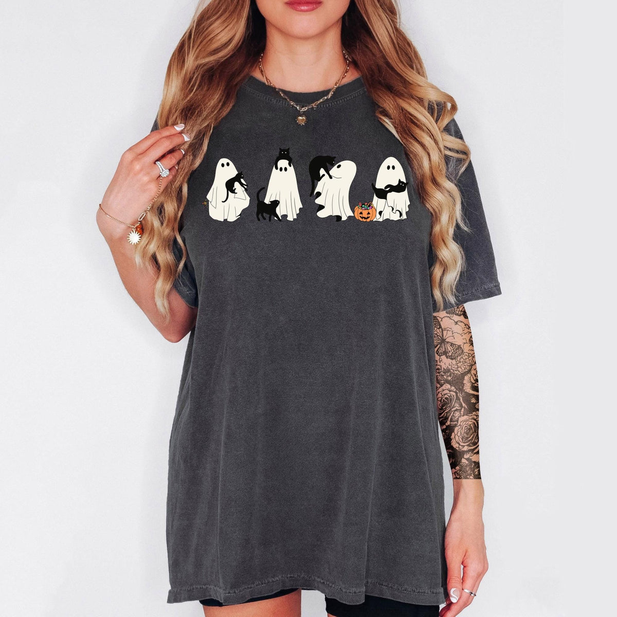 Ghost Cat Shirt Cat Ghost TShirt Cute Cat Lovers Shirt Retro Ghost Halloween Halloween Cat Tshirt Spooky Season Gift Graphic Tee – Aesthetic Look · Top Pick For Any Outfit