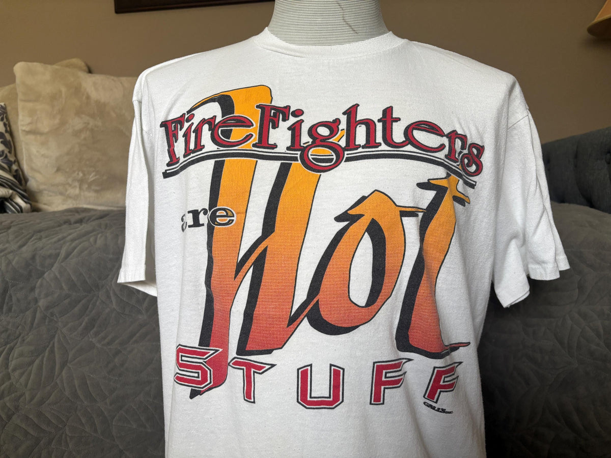 Vintage 8039s Fire Fighters are Hot Stuff Fireman funny T shirt XL Graphic Tee – Aesthetic Look · Trending Graphic Apparel