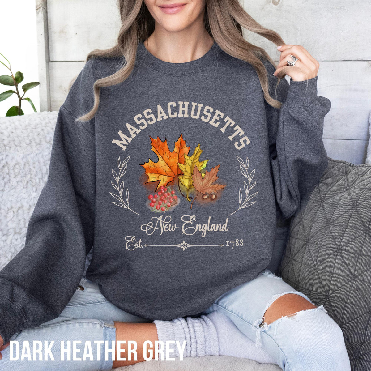 Massachusetts Sweatshirt Leaf Peeping Sweater Massachusetts Vacation Shirt New England Souvenir Shirt Cute Fall Shirt Falling Leaves Sweatshirt – Bold Style · Must-Have Style