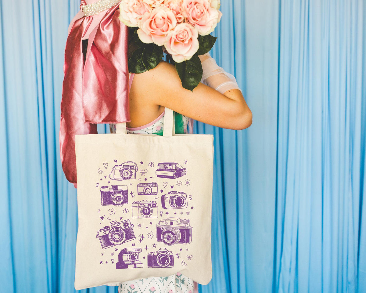 Boho Tattoo Camera Tote Bag with 90s Aesthetic and the Cutest Y2K Doodles Wedding Photographer Thank You Gift Family Photographer Tote Tote Bag – Premium Graphic · Trending Graphic Apparel