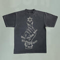 Witch Hand Bleached shirt Mini Heart Witch fingers Handmade Bleached Unisex Faded black cotton t shirt Gift for him Gift for her Graphic Tee – Soft Feel · High-Quality Print