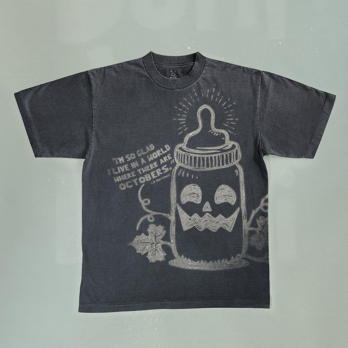 Milk bottle Halloween Bleached shirt Halloween Quote Handmade Bleached Unisex Faded black cotton t shirt Gift for him Gift for her Graphic Tee – Aesthetic Look · Great Gift For Fans