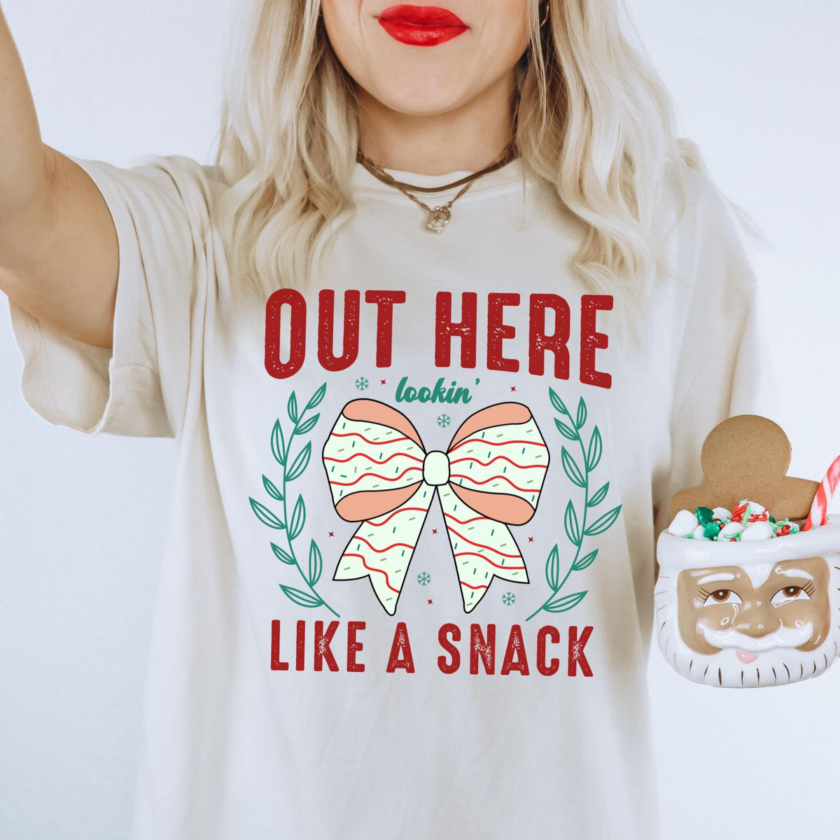 Out Here Looking Like a Snack Tee Cute Christmas Tee Womens Christmas Tshirt Christmas Tshirt Holiday Party Shirt Graphic Tee – Warm & Stylish · Must-Have Style