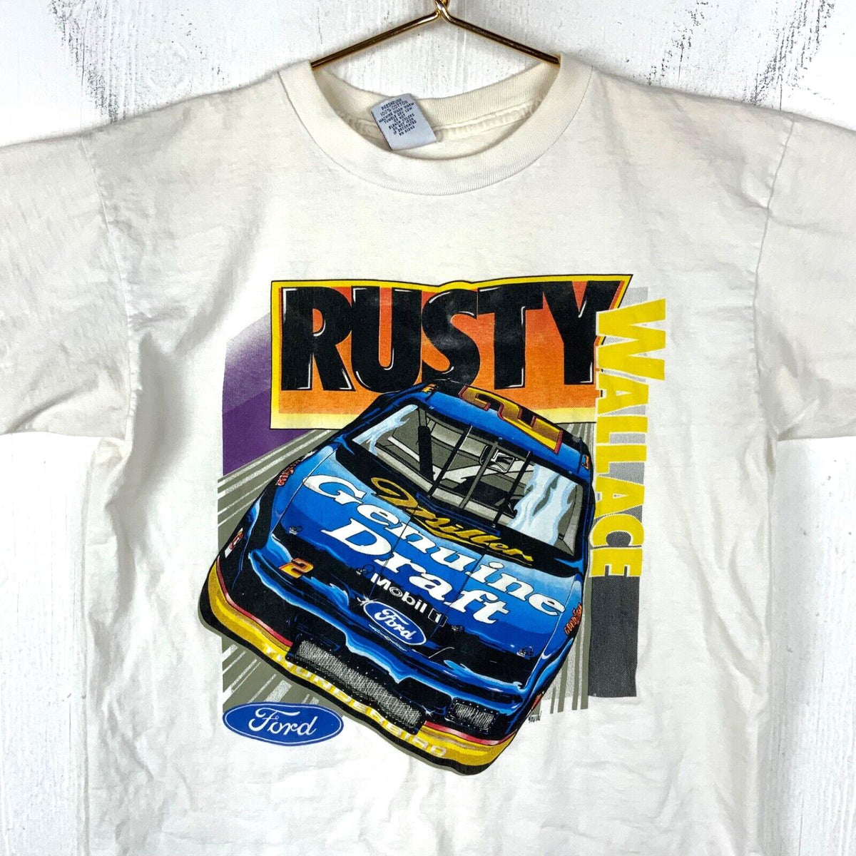 Vintage Rusty Wallace Ford Tshirt Large White Single Stitch Made Usa Nascar 90s Graphic Tee – Premium Graphic · Must-Have Style