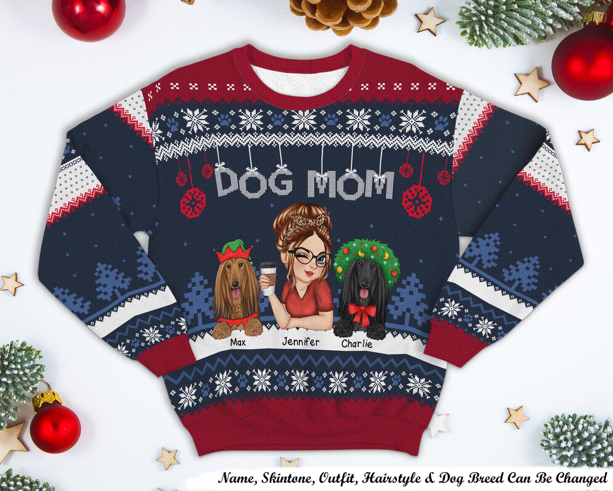 Custom Pet Christmas Ugly Sweater Personalized Dog Mom Christmas Sweatshirt Gift For Dog Lovers New Dog Mom Fur Mama Gift For Friends Sweatshirt – Everyday Comfort · Trending Graphic Apparel