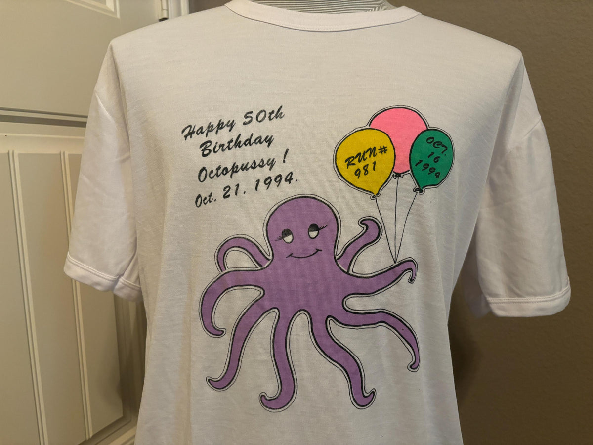 Vintage 9039s Happy 50th Birthday Octopssy Run 1994 T shirt XXL Graphic Tee – Soft Feel · Perfect For Daily Wear