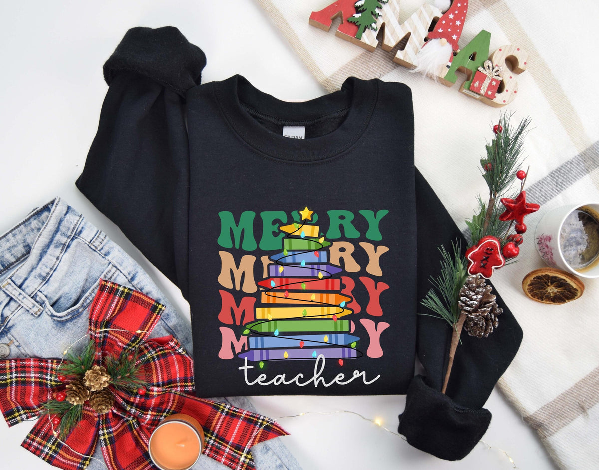 Christmas Teacher Sweatshirt Christmas Gift For Teacher Teaching Tee Teachers Day Teachers Life Shirt Teacher LifeChristmas Sweatshirt Sweatshirt – Easygoing Wear · Perfect For Daily Wear