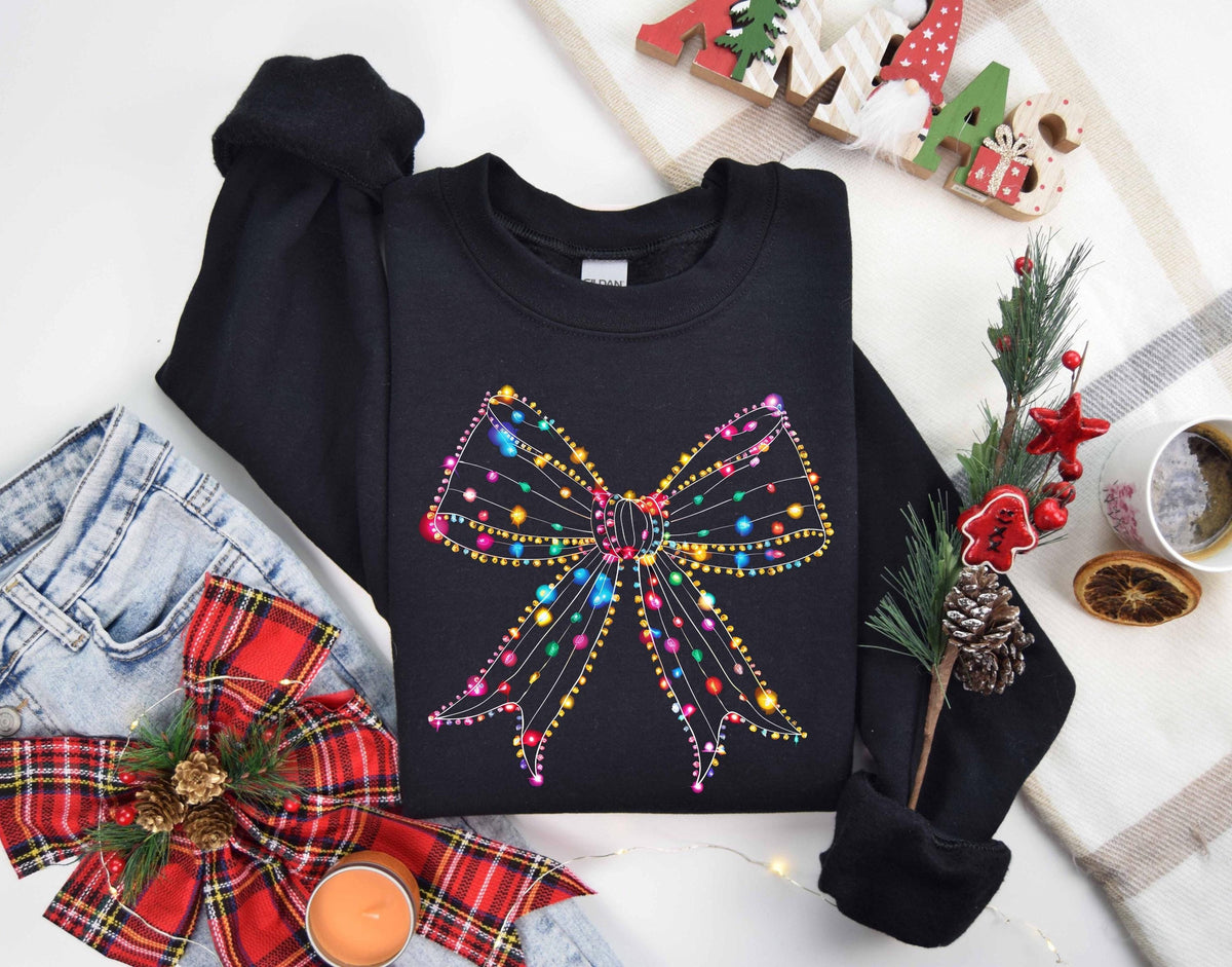 Christmas Light Coquette SweatshirtsWoman Christmas SweatshirtChristmas Season SweatshirtNew Year Sweatshirt Sweatshirt – Everyday Comfort · Must-Have Style