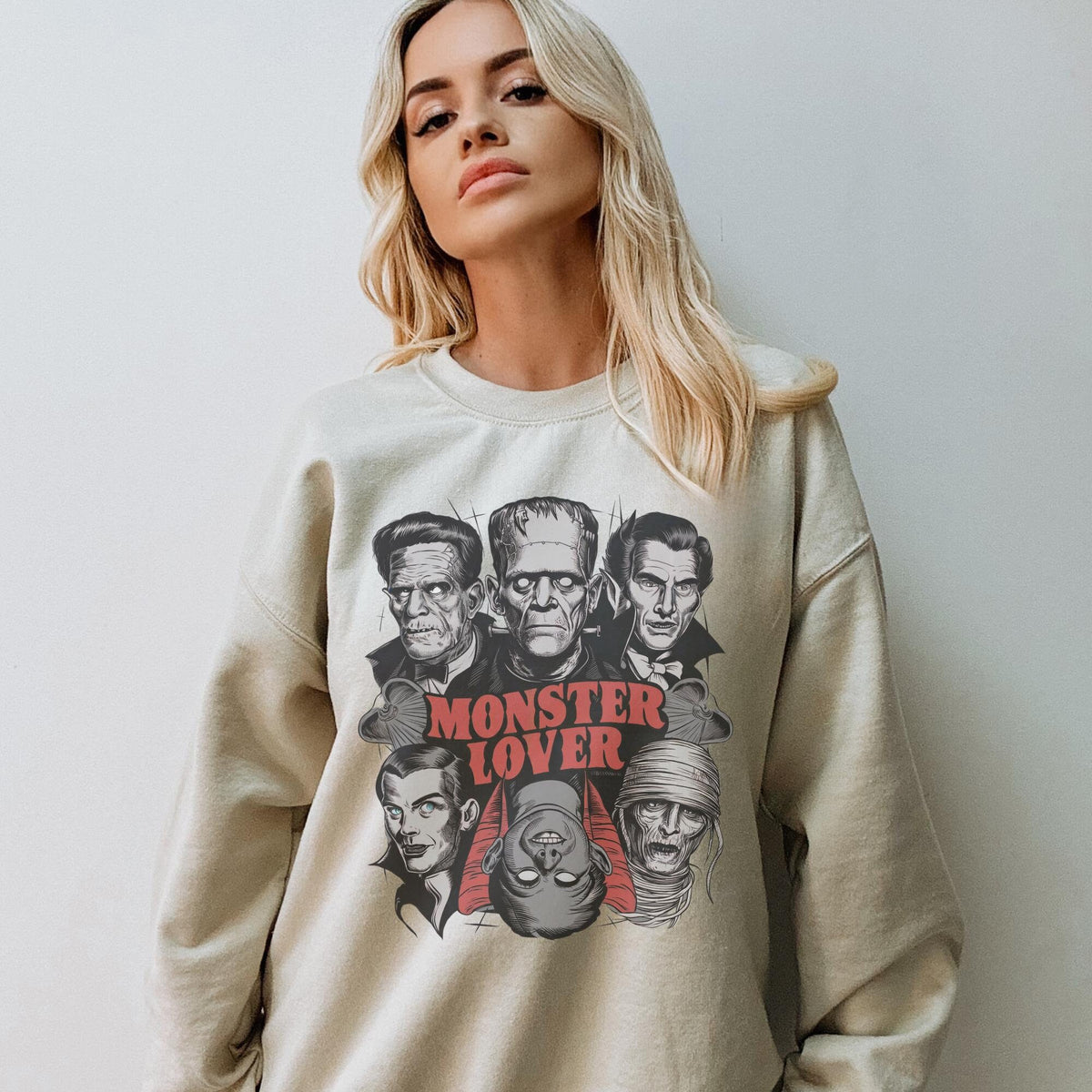 Monster Lover Sweatshirt Halloween Shirt Retro Halloween Shirt For Women Goth Clothing Spooky Shirt Sweatshirt – Everyday Comfort · Great Gift For Fans