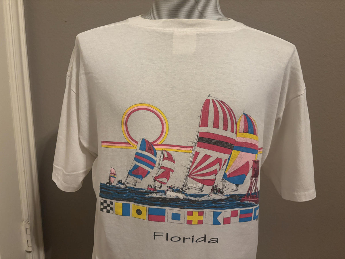 Vintage 9039s Florida Ocean Sailboat Back Print T shirt XL Graphic Tee – Premium Graphic · Perfect For Daily Wear