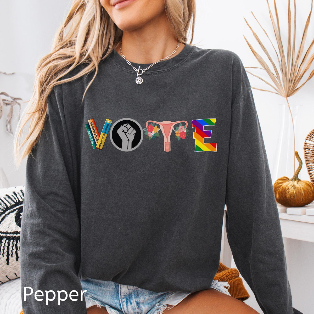 Long Sleeve Vote Shirt Election Shirt 2024 Politics Shirt Kamala Harris Shirt Womens Rights Democrat Shirt Graphic Tee – Aesthetic Look · High-Quality Print
