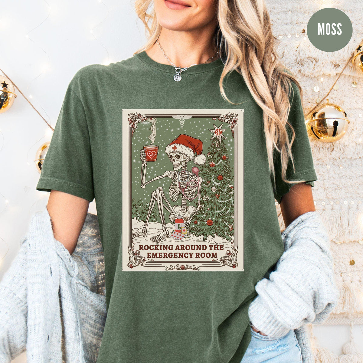 Emergency Department Christmas Shirt Funny Skeleton Tarot Card Tee Nurse Skeleton TShirt Comfort Colors ER Crew Xmas GiftRN Coffee Lover Graphic Tee – Everyday Comfort · Great Gift For Fans