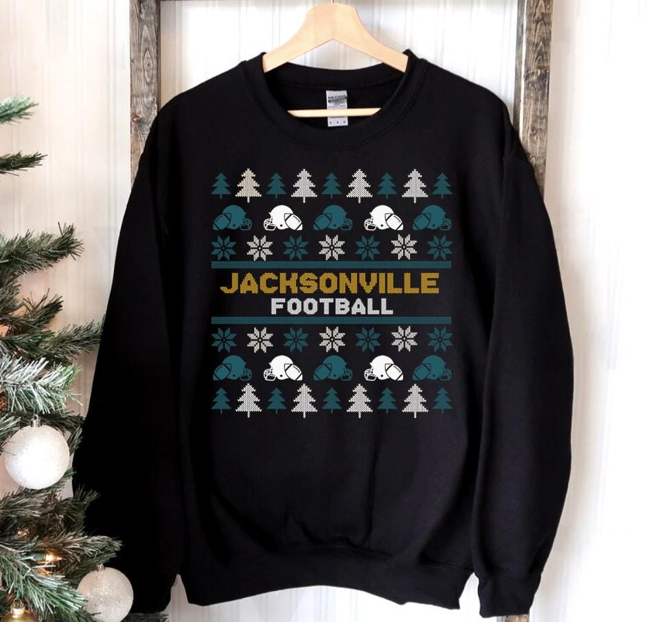 Jacksonville Football Ugly Pattern Christmas Sweatshirt Jacksonville Football Team Vintage Hoodie Football Retro Shirt Christmas Gifts Hoodie – Fan Favorite · Perfect For Daily Wear