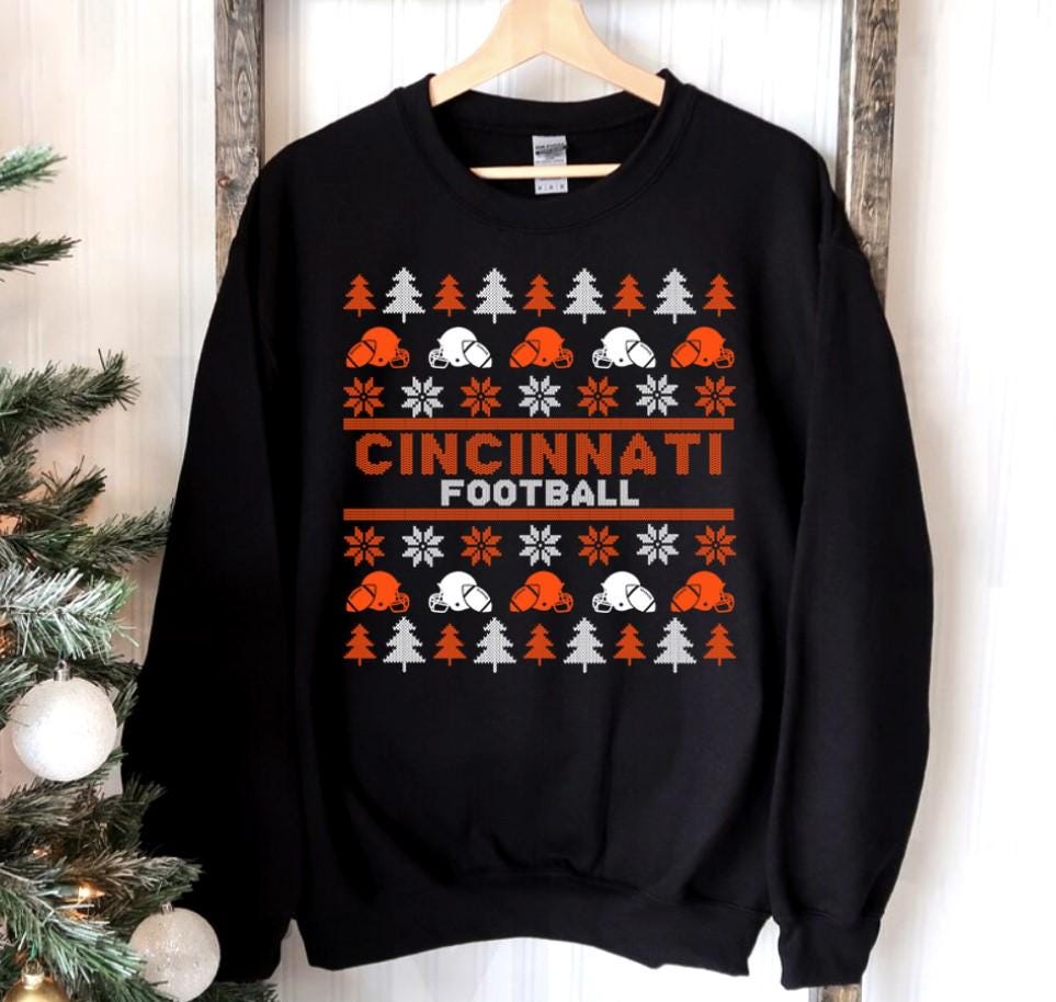 Vintage Cincinnati Football Ugly Pattern Christmas Unisex Sweatshirt Cincinnati Football Team Hoodie Football Dad Shirt Christmas Gifts Hoodie – Feel-Good Design · High-Quality Print