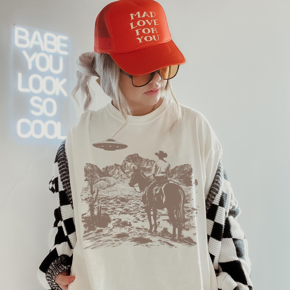 Ufo Western Shirt Retro TShirt Vintage Cowboy TShirt Rodeo T Shirt Wild West Shirt Western Oversized Tee Graphic Tee – Bold Style · Must-Have Style