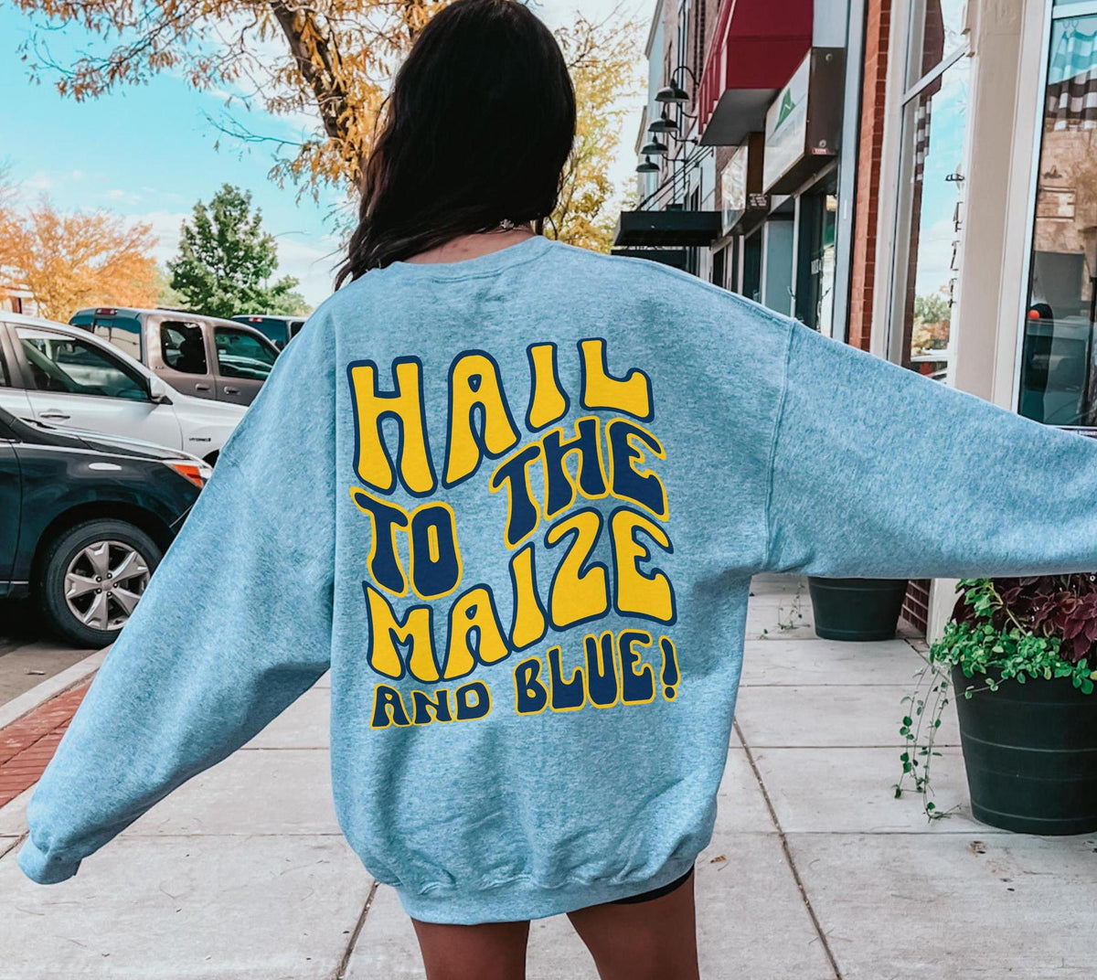 Retro Michigan Football Crewneck Smiley Face Michigan Game Day Sweatshirt Trendy Football Shirt Aesthetic Football Sweater College Gift Sweatshirt – Premium Graphic · High-Quality Print