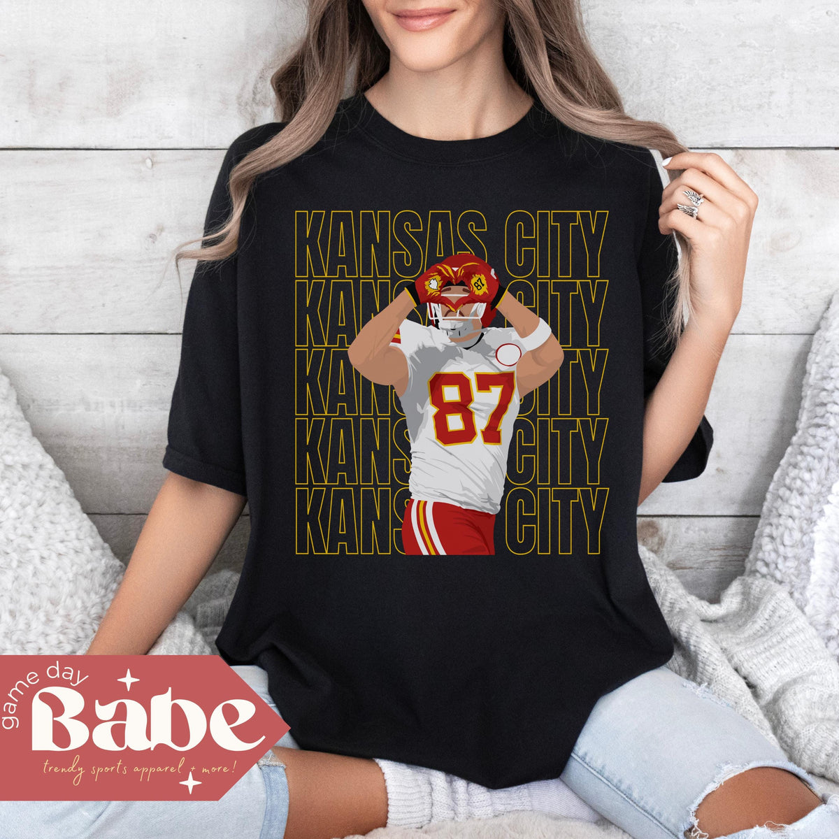 Adult Tee Travis Heart Hands 87 Kelce Chiefs Kansas City Football Shirt Playoffs KC Gear Game Day Outfit Graphic Tee – Cozy Vibes · Great Gift For Fans