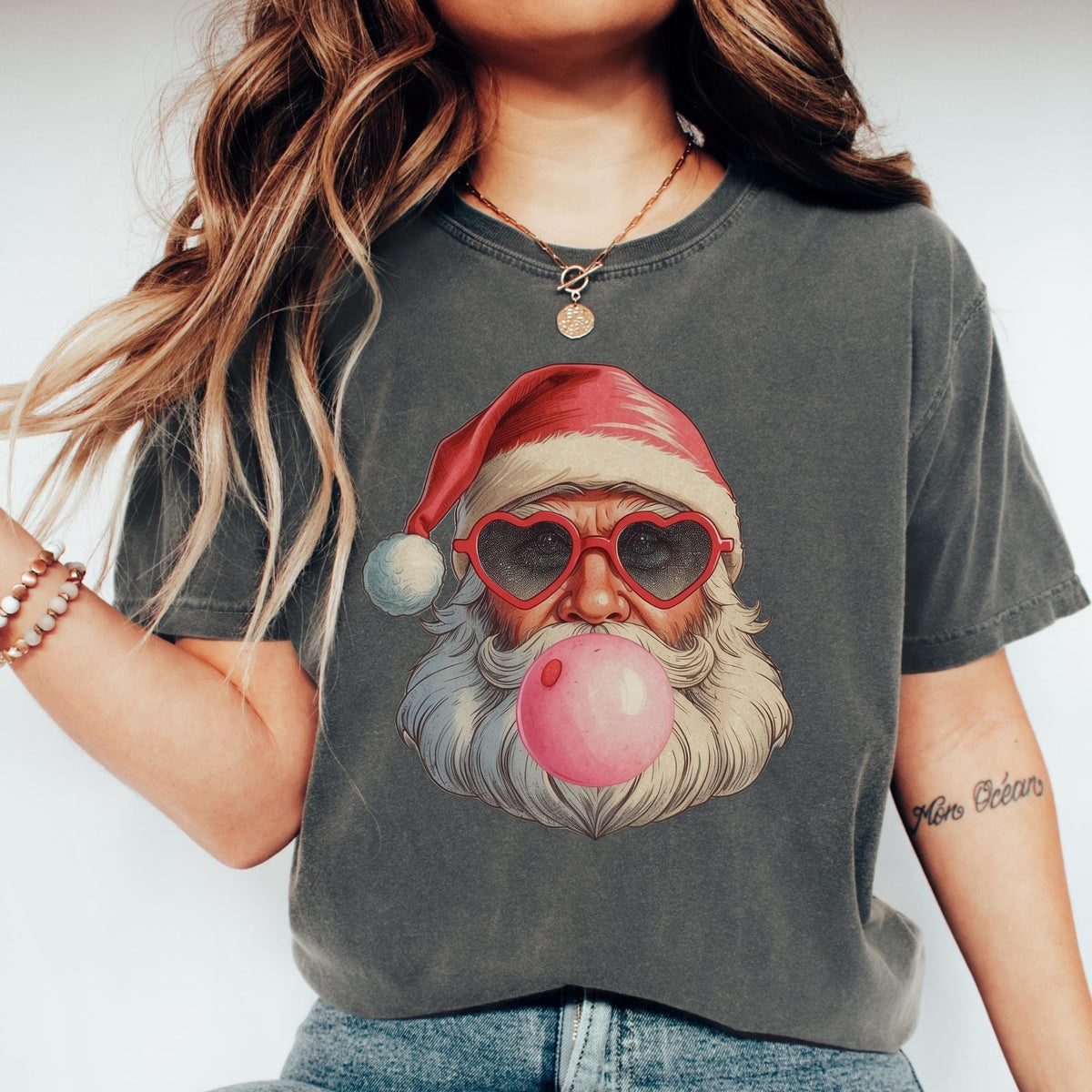 Retro Santa Shirt Shirt Funny Christmas Shirt Womens Santa Shirt Santa Tee Santa Tshirt Santa Bubblegum Santa Gum Graphic Tee – Everyday Comfort · Top Pick For Any Outfit