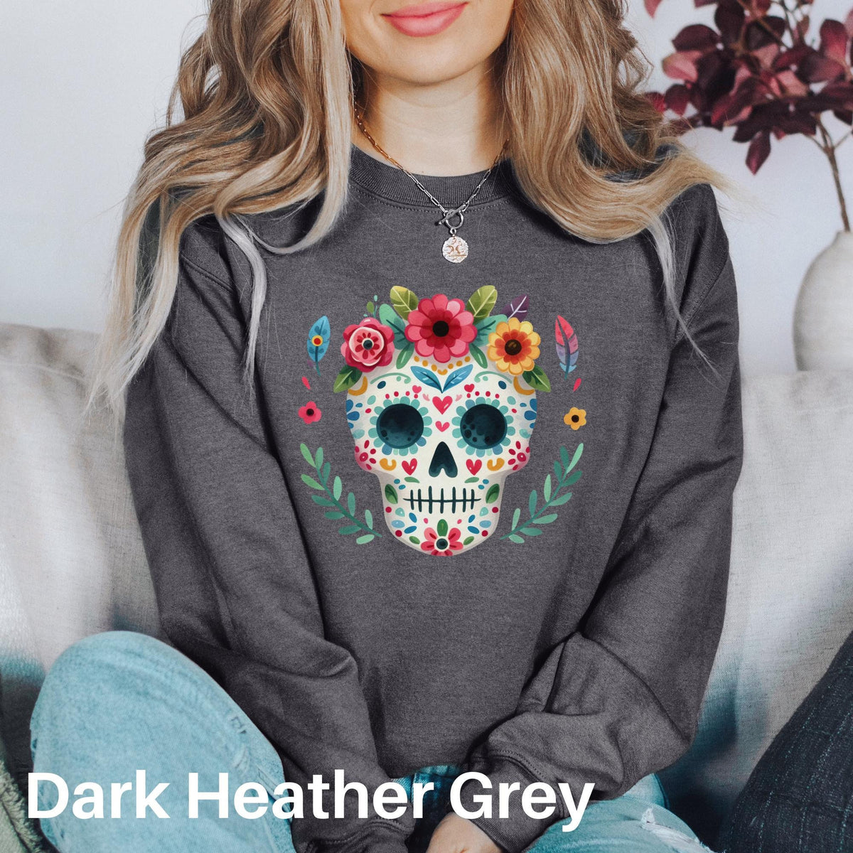 Dia De Los Muertos Sweatshirt Sugar Skull Sweater Day Of The Dead Shirt Mexican Heritage Mexican Floral Skull Shirt Flower Skull Shirt Sweatshirt – Bold Style · Must-Have Style