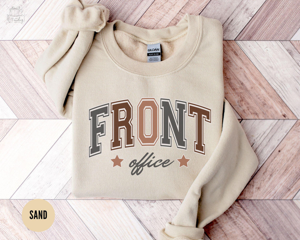 Front Office Sweatshirt Administrative Assistant Shirt School Secretary Sweater Front Office Lady Crewneck Admin Squad Gift Sweatshirt – Aesthetic Look · Top Pick For Any Outfit