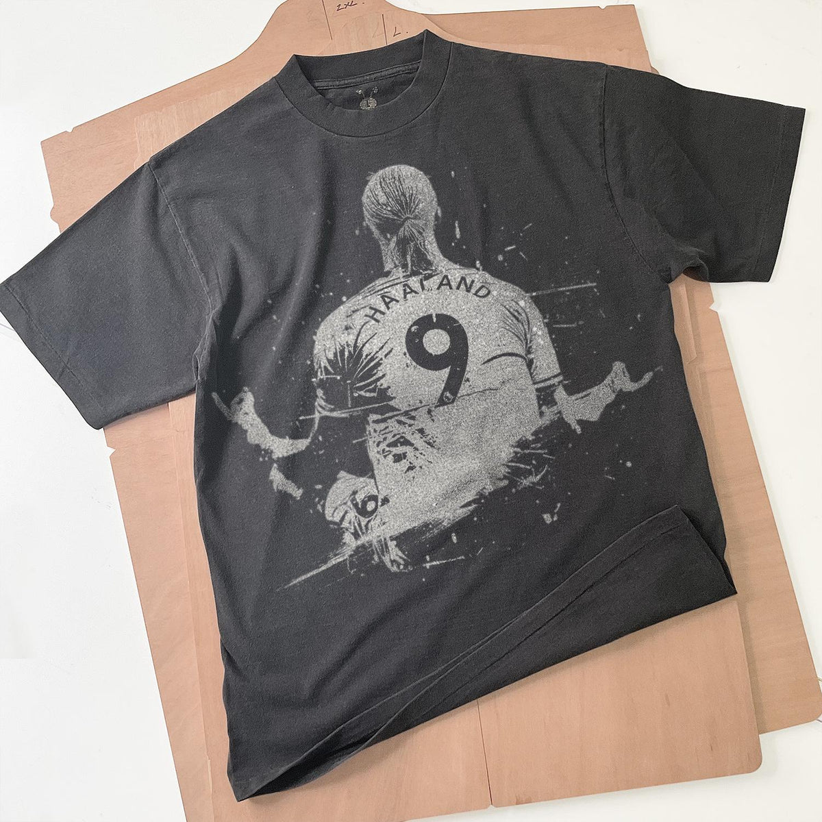 Erling Haaland shirt Soccer handmade Bleached T shirt Sport Bleached faded black cotton t shirt gift for him gift for her Graphic Tee – Soft Feel · Great Gift For Fans