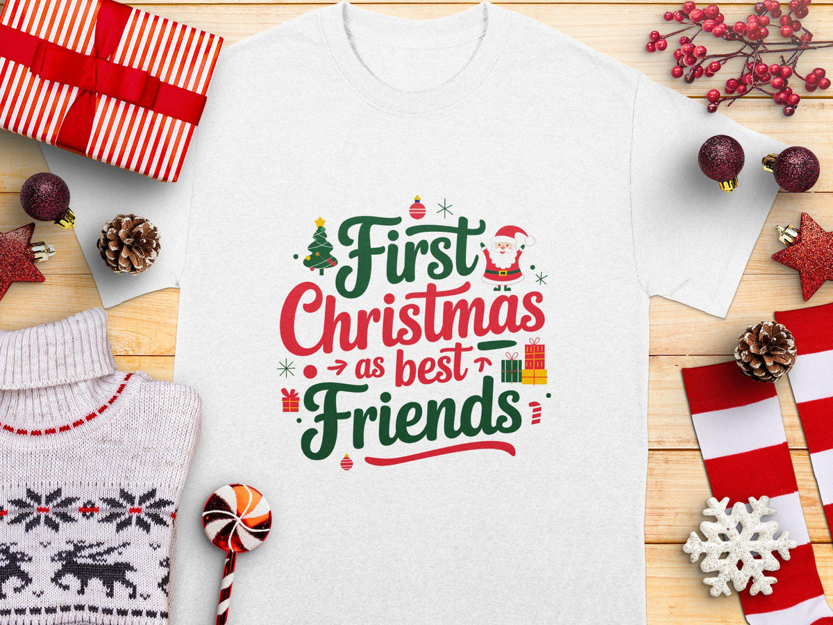 First Christmas as Best Friends TShirt Matching Holiday Tees Cute Christmas Shirt for Friends Christmas Gift Idea Santa Tee Graphic Tee – Feel-Good Design · Top Pick For Any Outfit