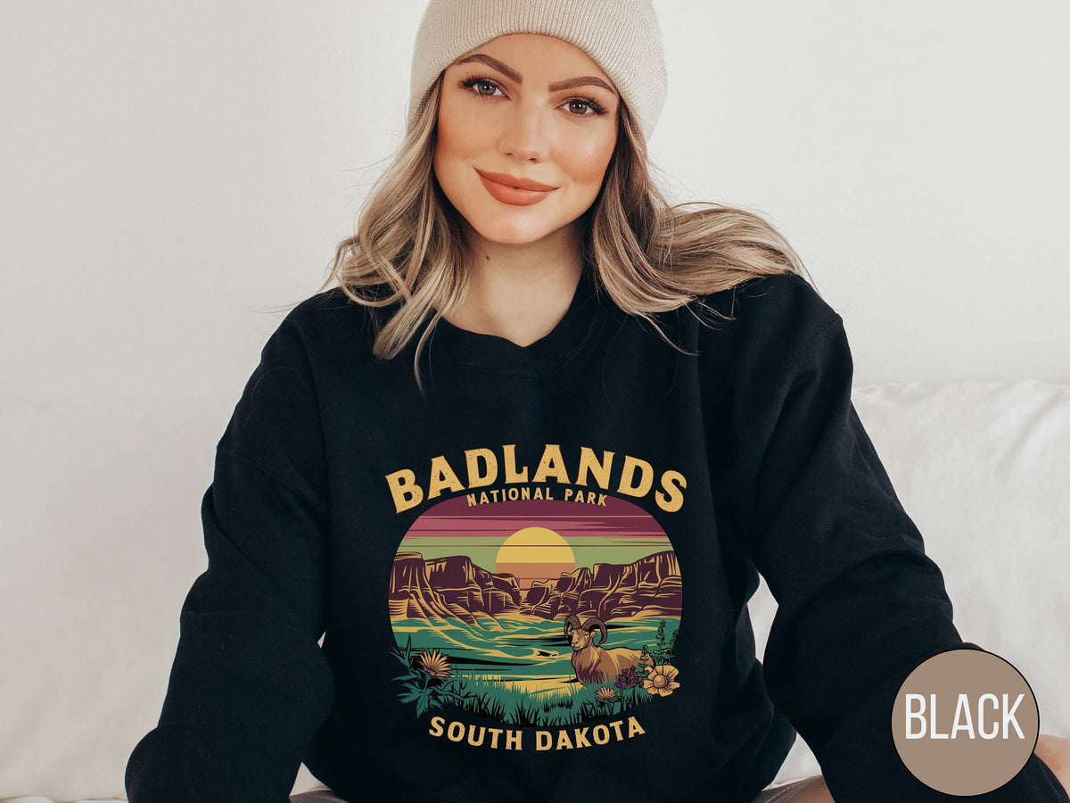 Badlands National Park Sweatshirt Vintage South Dakota Sweatshirt Badlands National Park gifts Retro Dakota Sweater Hiking Souvenir gift Sweatshirt – Bold Style · Perfect For Daily Wear