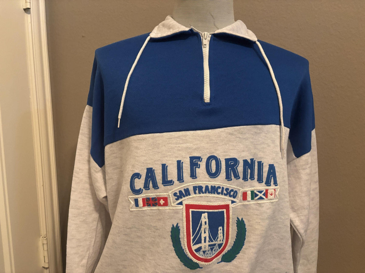 Vintage 8039s San Francisco California Collar 13 Zip Crewneck Sweatshirt XL Sweatshirt – Warm & Stylish · Perfect For Daily Wear