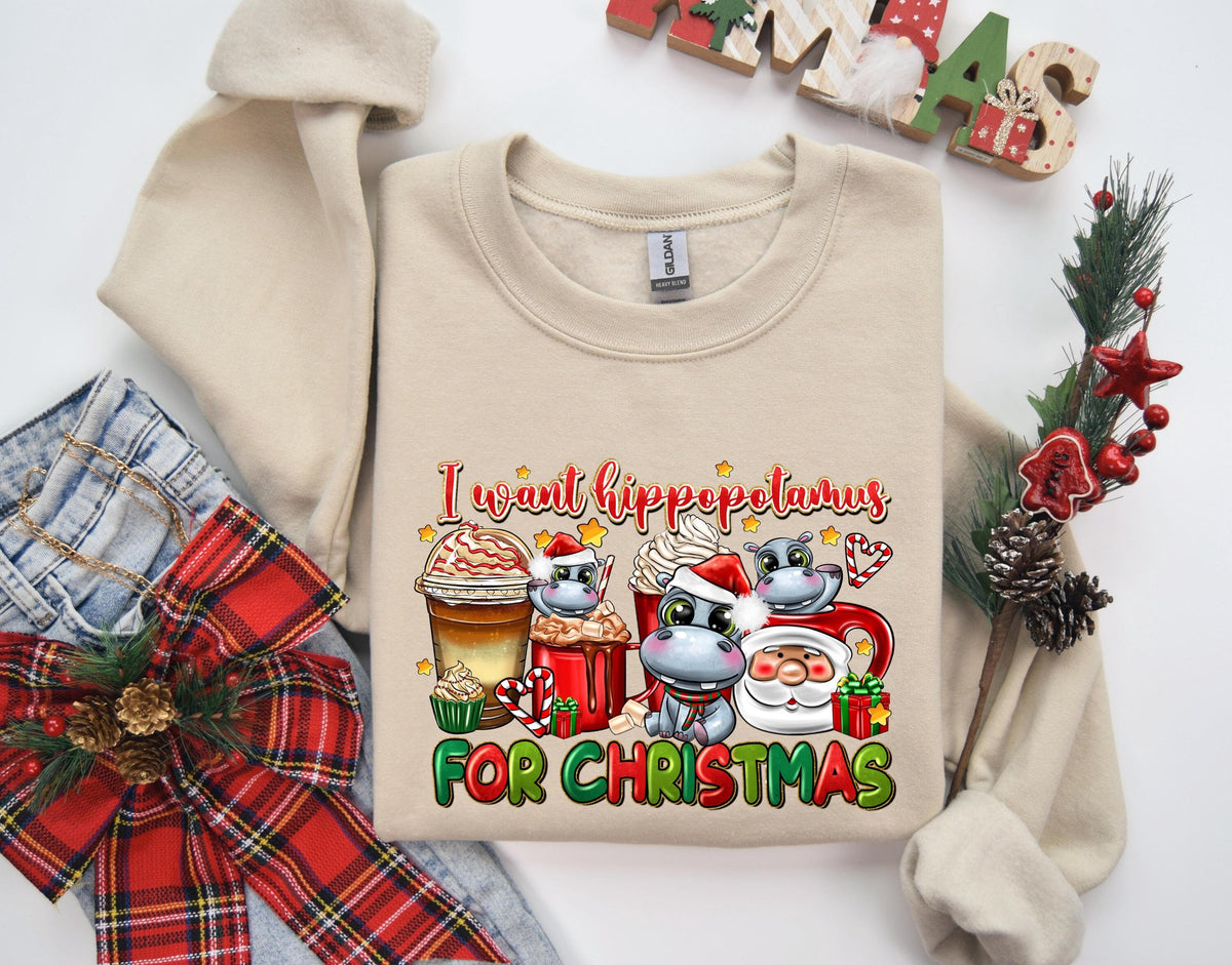 Christmas SweatshirtI Want A Hippopotamus For Christmas ShirtGift For Christmas Xmas ShirtHippopotamus ShirtChristmas Hippopotamus Tee Sweatshirt – Fan Favorite · Great Gift For Fans