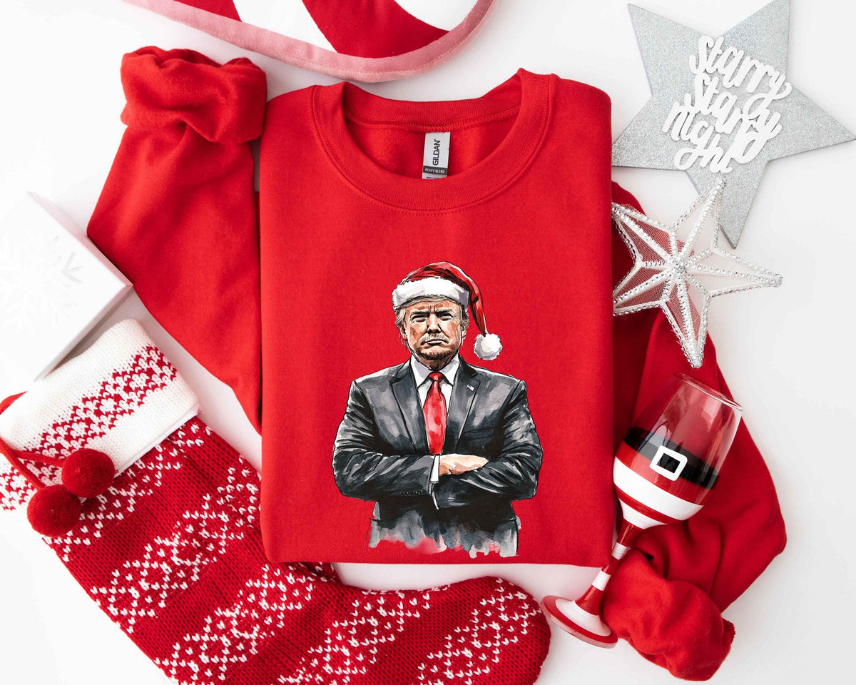 Trump Christmas Sweatshirt Republican Christmas Shirt Funny Santa Trump Shirt Humorous Christmas Sweater Political Tee Xmas Gift Sweatshirt – Everyday Comfort · Must-Have Style
