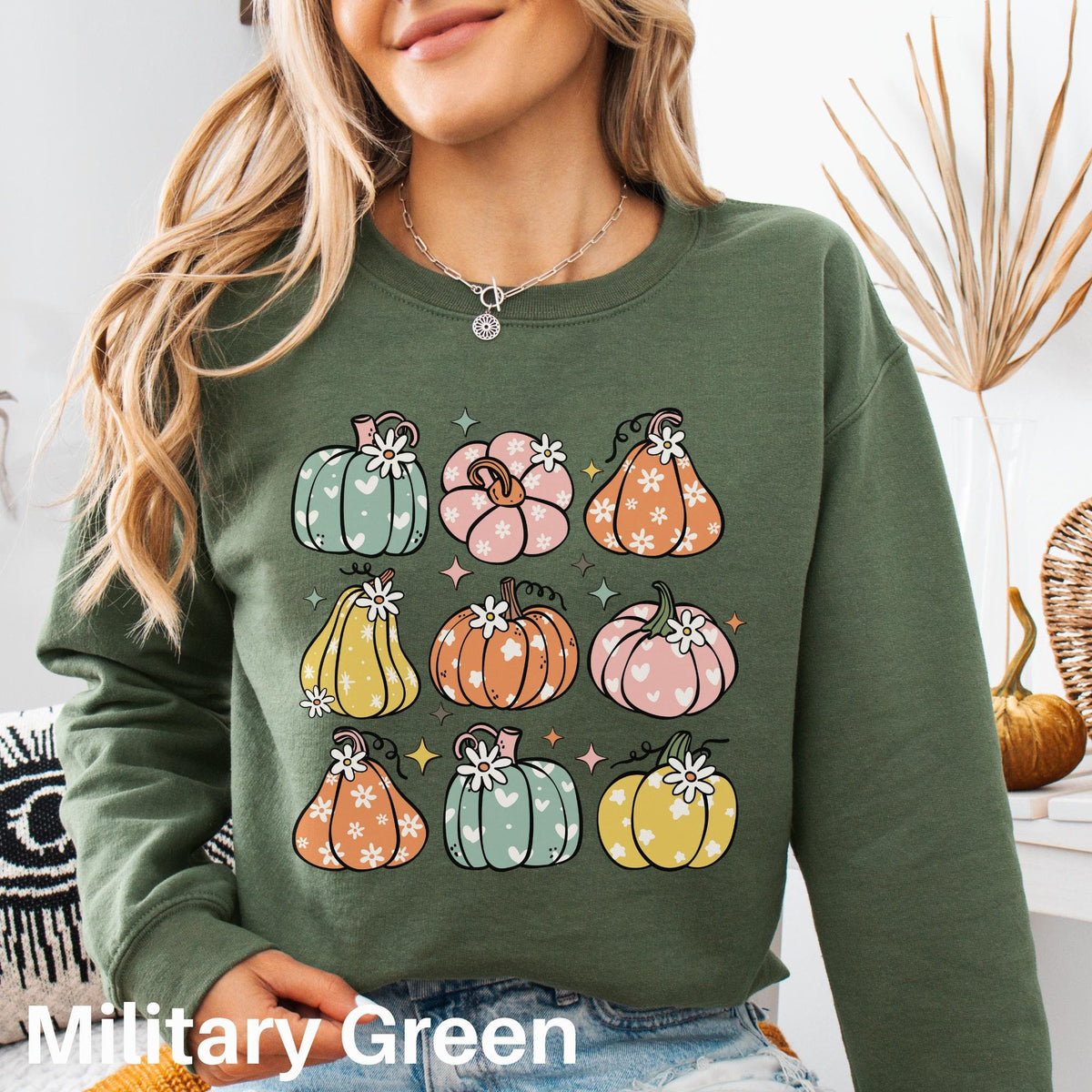 Retro Pumpkin Sweatshirt Pumpkin Season Sweater Fall Thanksgiving Women39s Sweatshirt Autumn Vintage Floral Pumpkin Sweater for Women Sweatshirt – Soft Feel · Must-Have Style