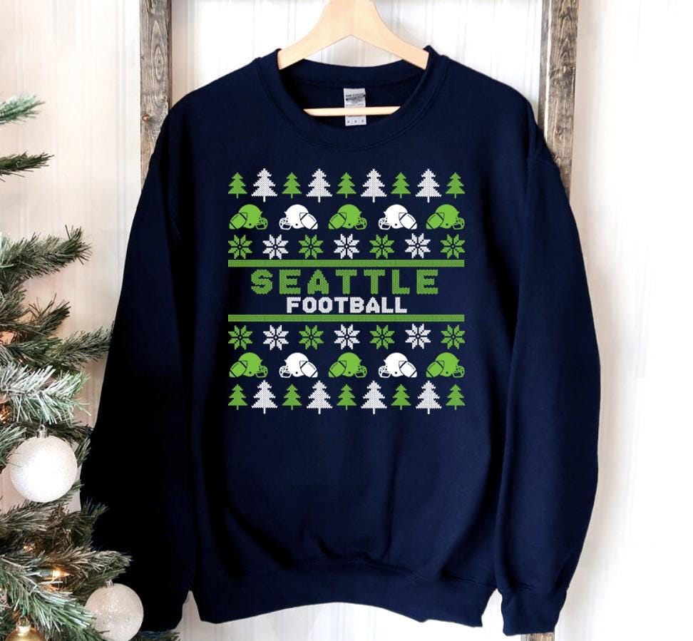 Seattle Football Ugly Pattern Christmas Unisex Retro Sweatshirt Seattle Football Team Hoodie Football Mom Shirt Christmas Gift For Her Hoodie – Aesthetic Look · Perfect For Daily Wear