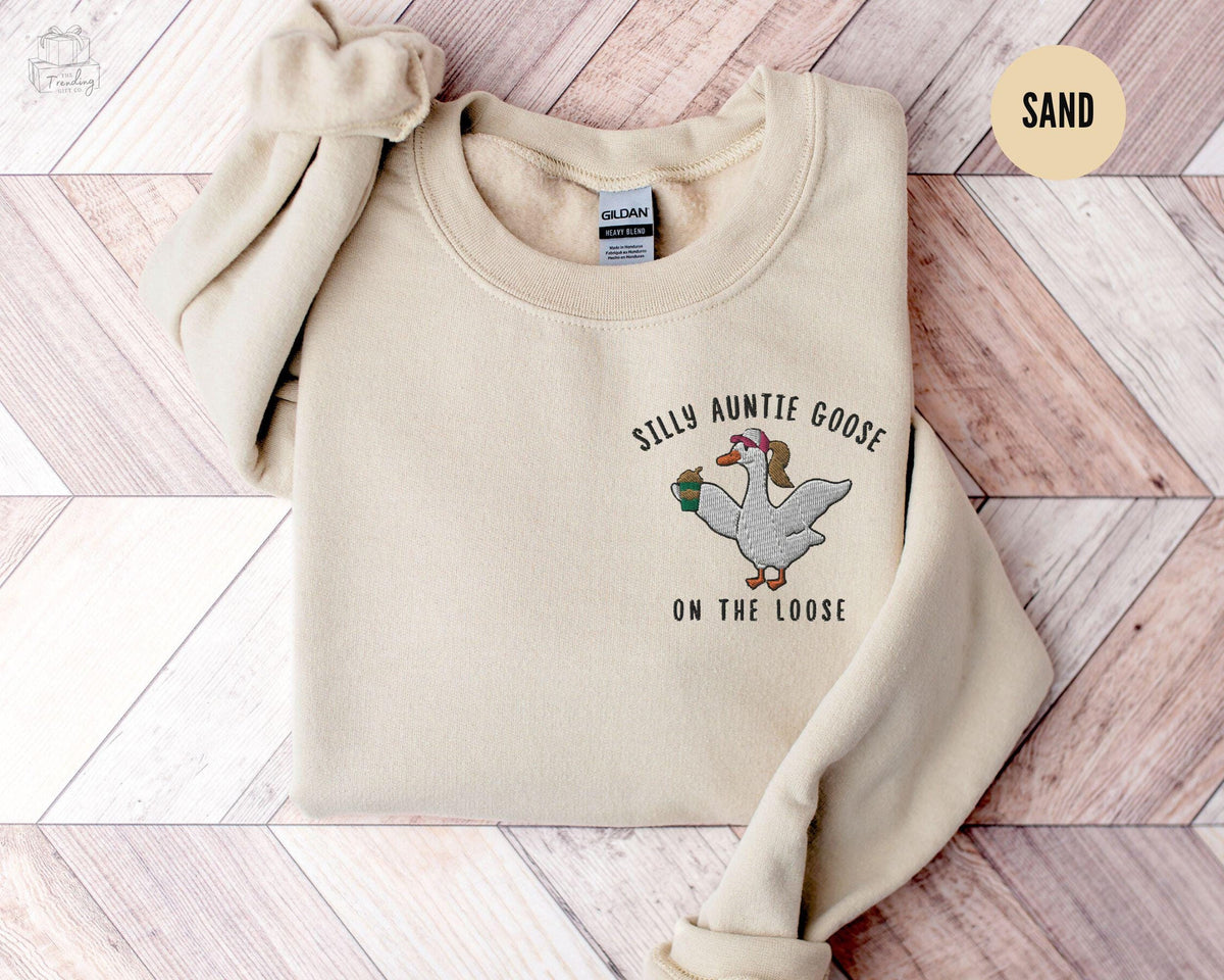 Silly Goose Embroidered Auntie Sweatshirt Cool Aunts Club CrewneckFunny Goose Lover Sweater Gift for AuntNew Pregnancy Announcement Shirt Sweatshirt – Everyday Comfort · High-Quality Print