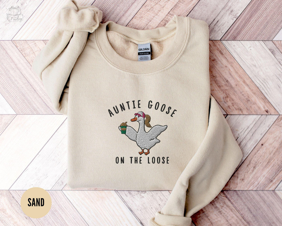 Silly Goose Embroidered Auntie Sweatshirt Cool Aunts Club CrewneckFunny Goose Lover Shirt Gift for AuntNew Pregnancy Announcement Sweater Sweatshirt – Bold Style · Great Gift For Fans