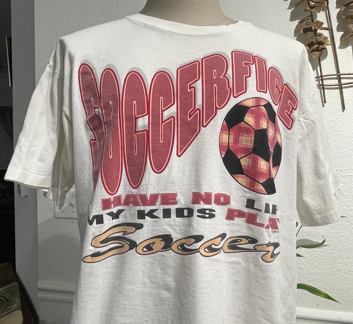 Vintage 90s SoccerFice Have No Life My Kids Play Soccer white Tshirt size L Graphic Tee – Bold Style · High-Quality Print