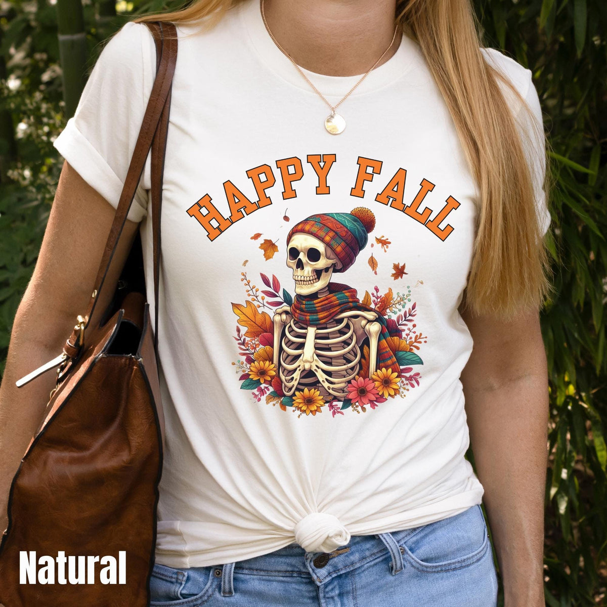 Fall Skeleton Shirt Happy Fall Sweatshirt Autumn Leaves Sweater Cute Fall Shirt Funny Skeleton Shirt Fall Graphic Tee Thanksgiving Tee Sweatshirt – Soft Feel · Great Gift For Fans