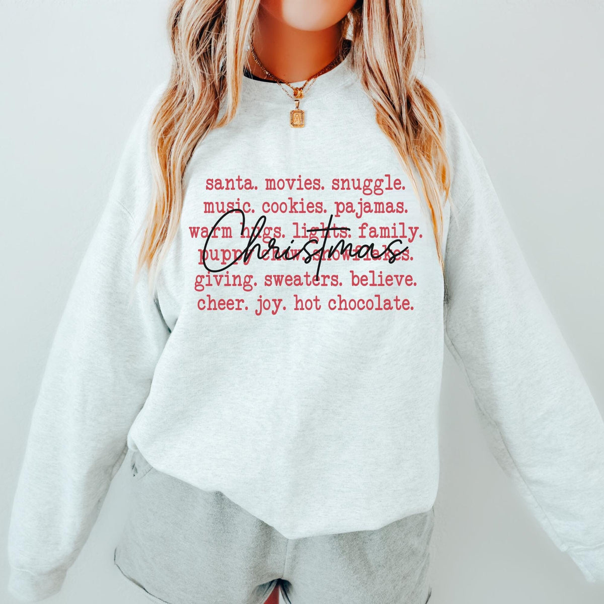 Christmas Words Sweatshirt Womens Christmas Sweatshirt Holiday Sweater Cute Christmas Sweatshirt Christmas Gift Winter Shirt Sweatshirt – Bold Style · High-Quality Print