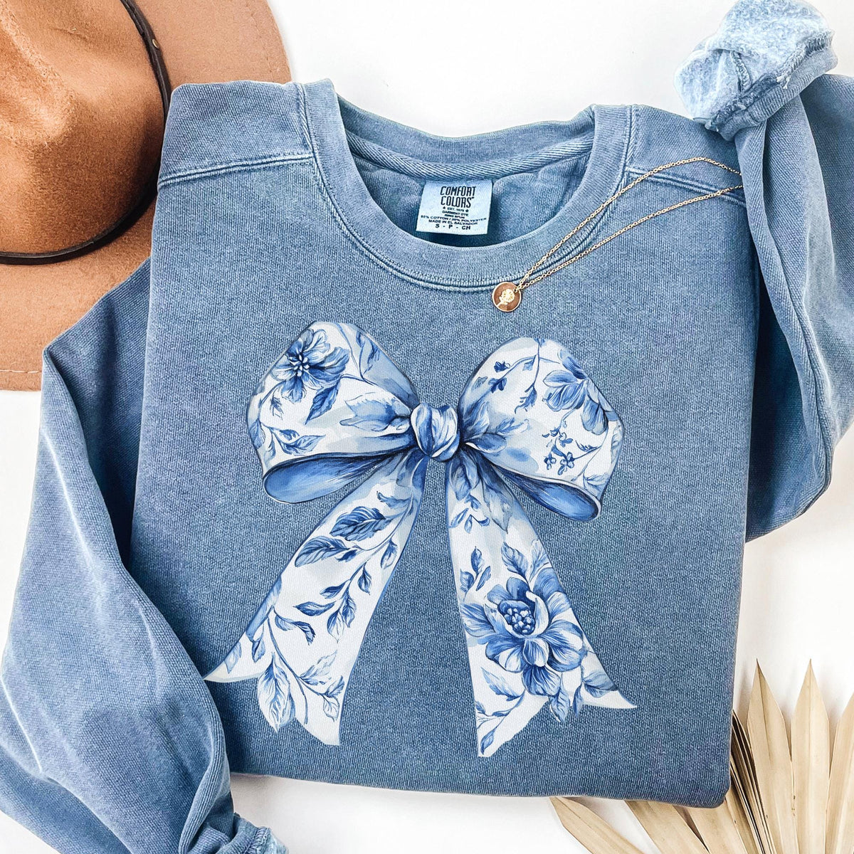 Toile De Jouy Coquette Bow Sweatshirt Blue Ribbon Shirt Blue Coquette Shirt Girly Aesthetic Shirt Sweatshirt – Warm & Stylish · Must-Have Style
