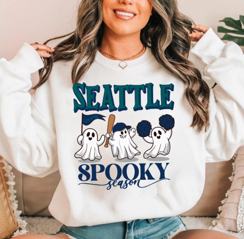 Seattle Baseball Cute Spooky Season Ghost Funny Vintage Sweatshirt Lets Go Seattle Baseball Team Retro Hoodie Baseball Mom Shirt Hoodie – Premium Graphic · Great Gift For Fans