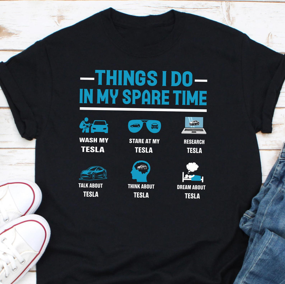 Things I Do In My Spare Time Tesla T Shirt Funny Tesla Owner Shirt Elon Musk Fan Club Shirt Gift for Tesla Owner Fathers Day Shirt Gift Graphic Tee – Warm & Stylish · Great Gift For Fans