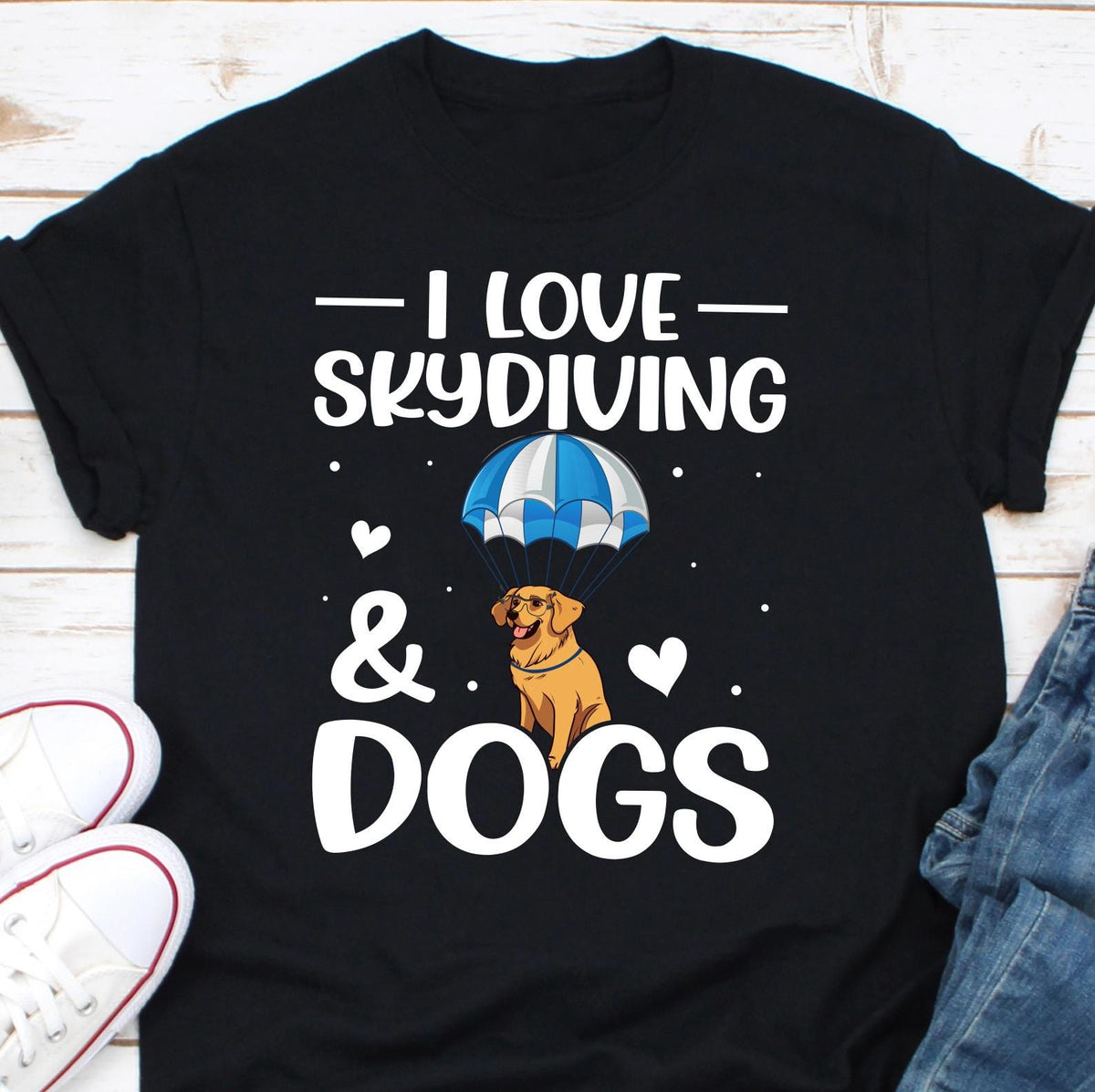 I Love Skydiving And Dogs T Shirt Skydiving Shirt Skydiver Shirt Funny Skydiver Shirt Skydiving Gift Skydiver Gift Skydiver Tee Gift Graphic Tee – Aesthetic Look · Perfect For Daily Wear