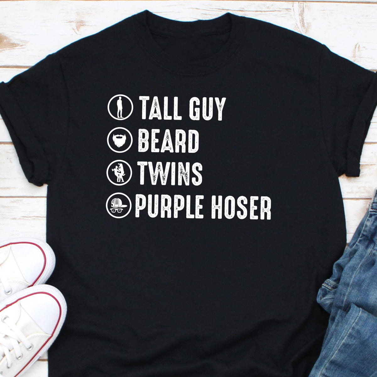 Tall Guy Beard Twins Purple Hoser Shirt Funny Dad Beard Shirt Bearded Dad Shirt Tall Husband Gift Fathers Day Shirt Gift Purple Hoser Graphic Tee – Soft Feel · Perfect For Daily Wear
