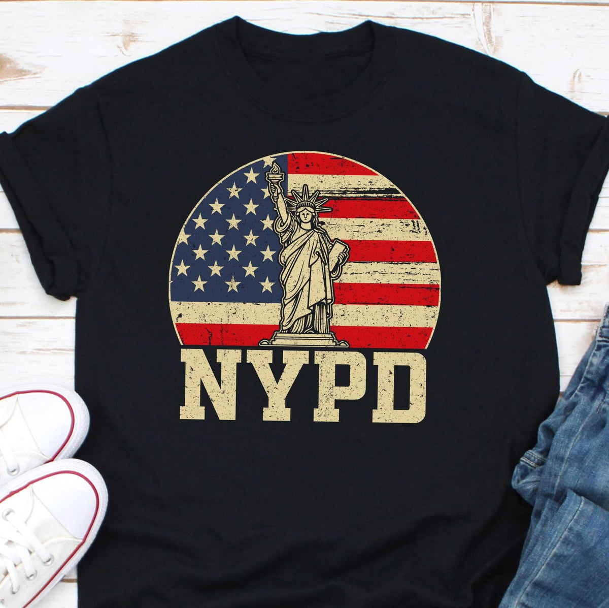 NYPD American Flag Shirt Police Patrol Shirt US Police Shirt New York Police Department Shirt Blue Line Shirt Policeman Gift Cop Shirt Graphic Tee – Fan Favorite · Top Pick For Any Outfit