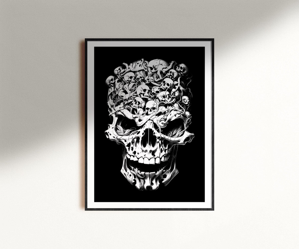 Skull Art Print Skeleton Wall Art Gothic Decor Black and White Prints Alternative Poster Emo Dorm Decor Goth Aesthetic Dark Art Decor Graphic Tee – Easygoing Wear · Must-Have Style