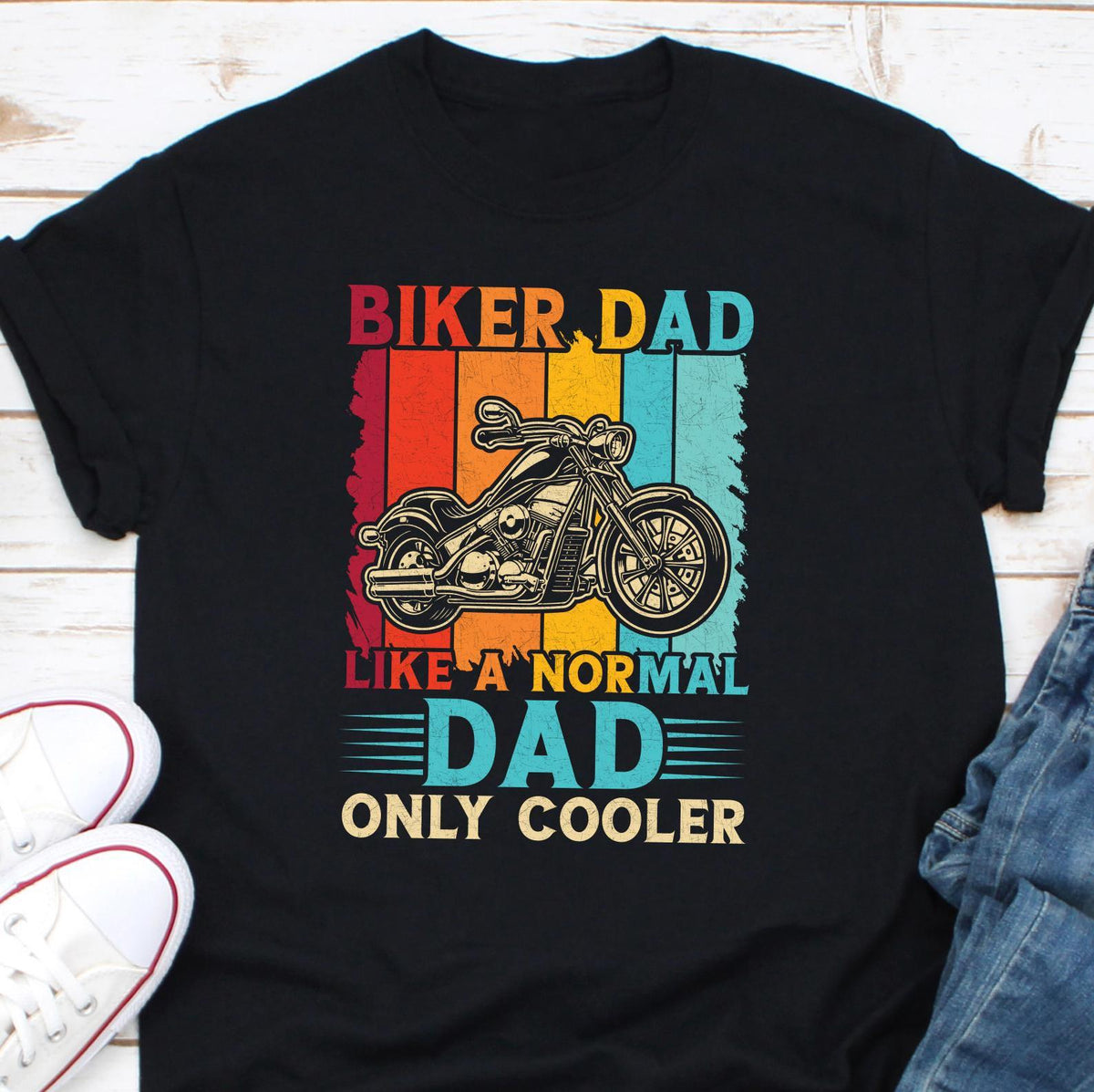 Biker Dad Like A Normal Dad Only Cooler Shirt Biker Dad Shirt Motorbike For Dad Motorcycle Gift Funny Motorcycle Rider I Am A Biker Dad Graphic Tee – Cozy Vibes · High-Quality Print